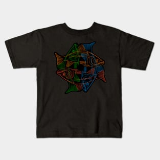 Salmon drawing in four colors Kids T-Shirt